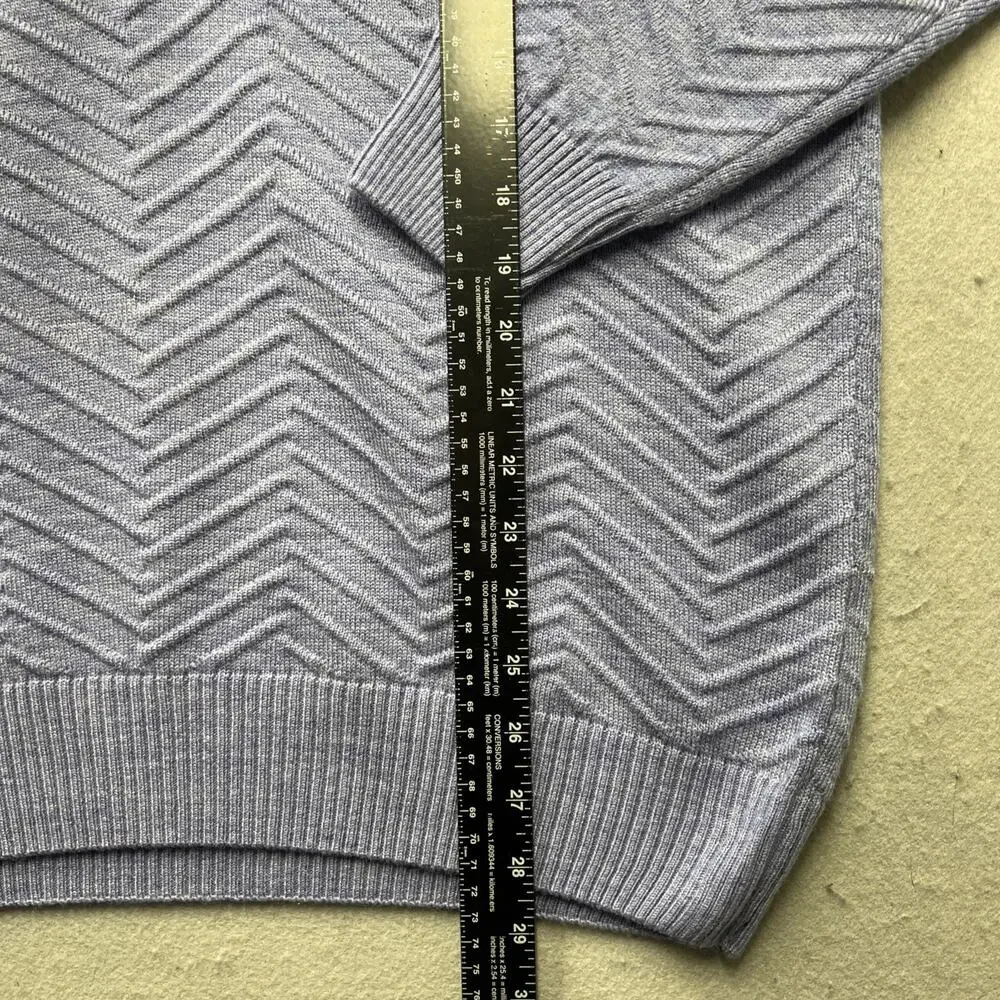 Monte Carlo V Neck Sweater Mens 40 Gray Wool Blend Chevron‎ Knit Pullover